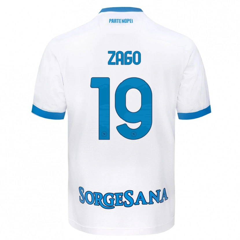 Danxen Męski Gabriele Zago #19 Biały Błękitny Wyjazdowa Koszulka 2026/27 Koszulki Klubowe