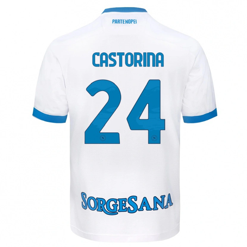 Danxen Męski Alessandro Castorina #24 Biały Błękitny Wyjazdowa Koszulka 2026/27 Koszulki Klubowe