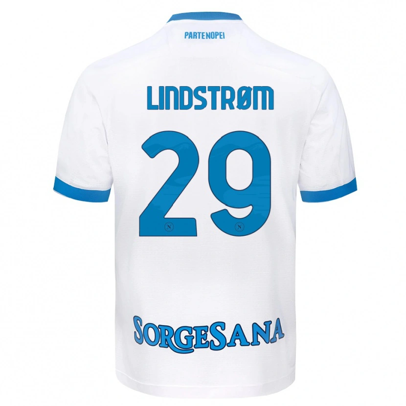 Danxen Męski Jesper Lindstrøm #29 Biały Błękitny Wyjazdowa Koszulka 2026/27 Koszulki Klubowe