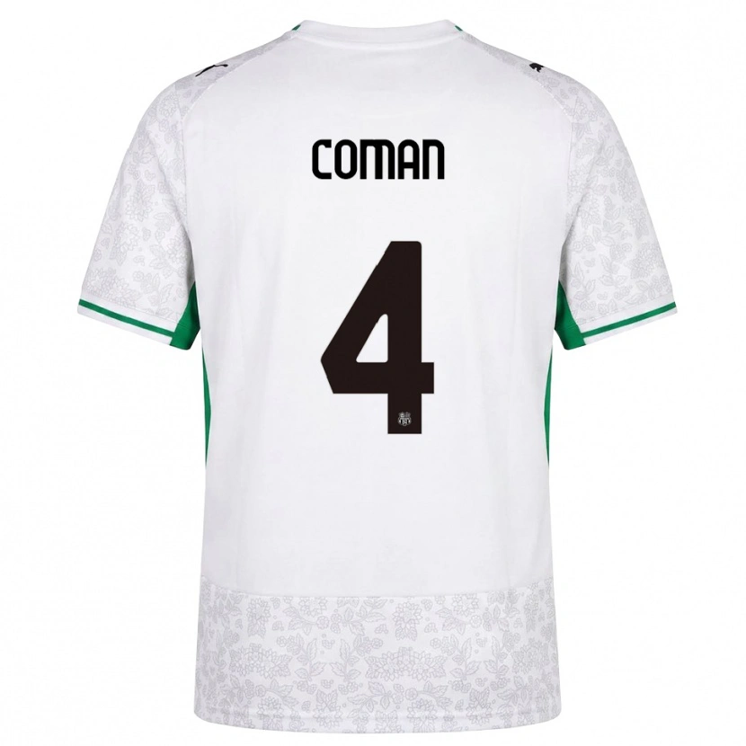 Danxen Męski Rareș Coman #4 Biały Czarny Zielony Wyjazdowa Koszulka 2026/27 Koszulki Klubowe