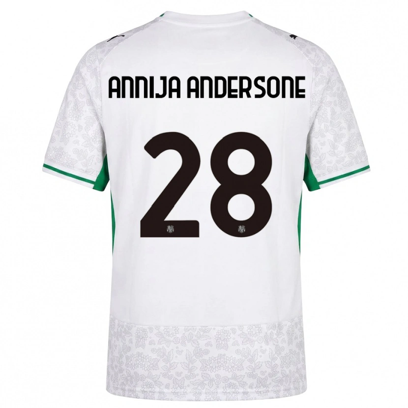 Danxen Męski Gabriela Annija Andersone #28 Biały Czarny Zielony Wyjazdowa Koszulka 2026/27 Koszulki Klubowe