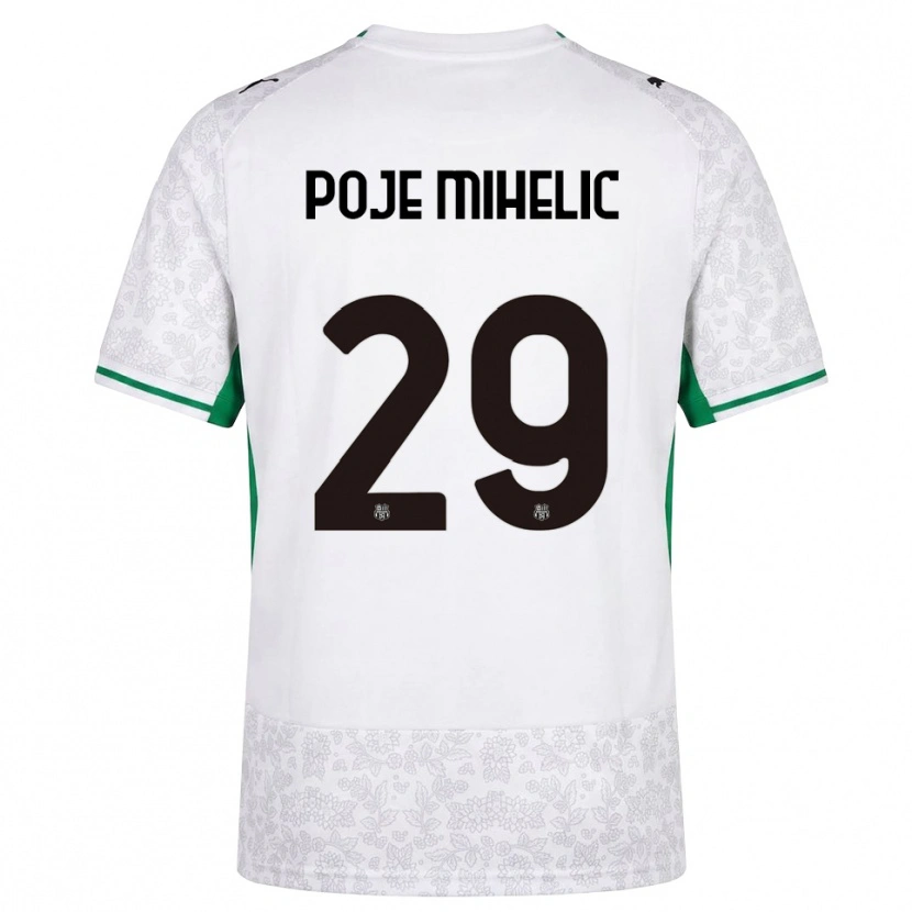 Danxen Męski Naja Poje Mihelič #29 Biały Czarny Zielony Wyjazdowa Koszulka 2026/27 Koszulki Klubowe