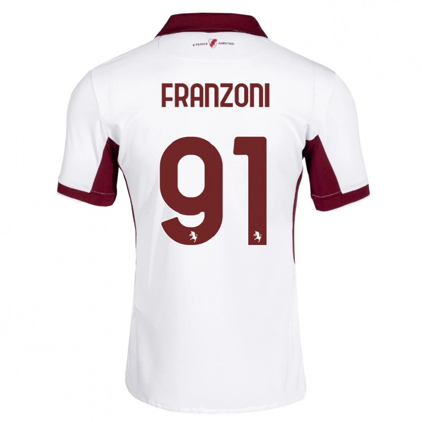 Danxen Męski Nicolò Franzoni #91 Bordowy Biały Czerwony Wyjazdowa Koszulka 2026/27 Koszulki Klubowe