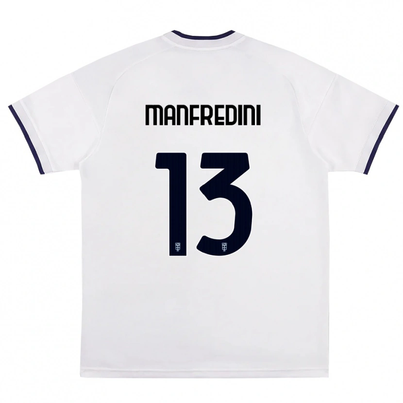 Danxen Męski Matteo Manfredini #13 Biały Czerwony Królewski Niebieski Wyjazdowa Koszulka 2026/27 Koszulki Klubowe