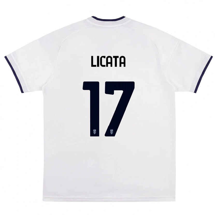 Danxen Męski Alessandro Licata #17 Biały Czerwony Królewski Niebieski Wyjazdowa Koszulka 2026/27 Koszulki Klubowe
