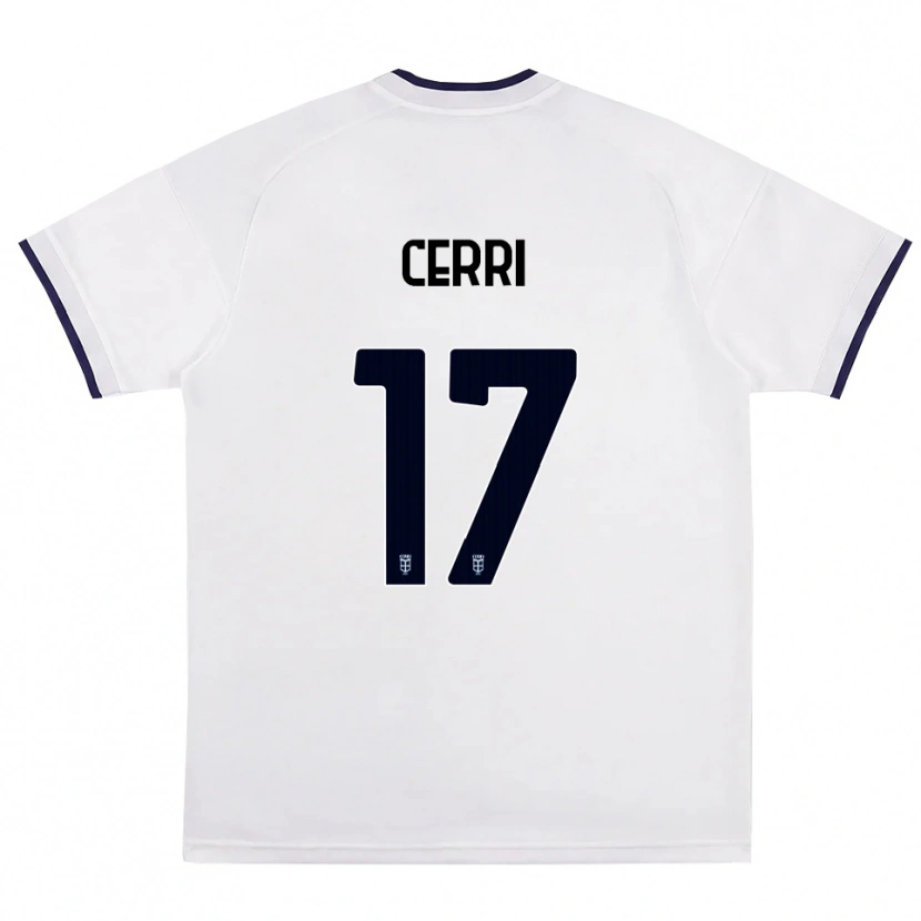 Danxen Męski Alberto Cerri #17 Biały Czerwony Królewski Niebieski Wyjazdowa Koszulka 2026/27 Koszulki Klubowe