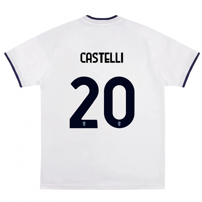 Danxen Męski Matteo Castelli #20 Biały Czerwony Królewski Niebieski Wyjazdowa Koszulka 2026/27 Koszulki Klubowe
