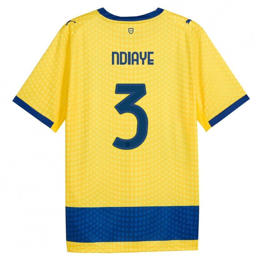 Danxen Męski Abdoulaye Ndiaye #3 Żółty Niebieski Czarny Wyjazdowa Koszulka 2026/27 Koszulki Klubowe