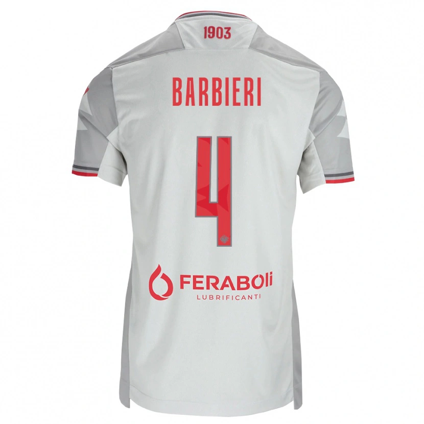 Danxen Męski Tommaso Barbieri #4 Szary Biały Czerwony Wyjazdowa Koszulka 2026/27 Koszulki Klubowe