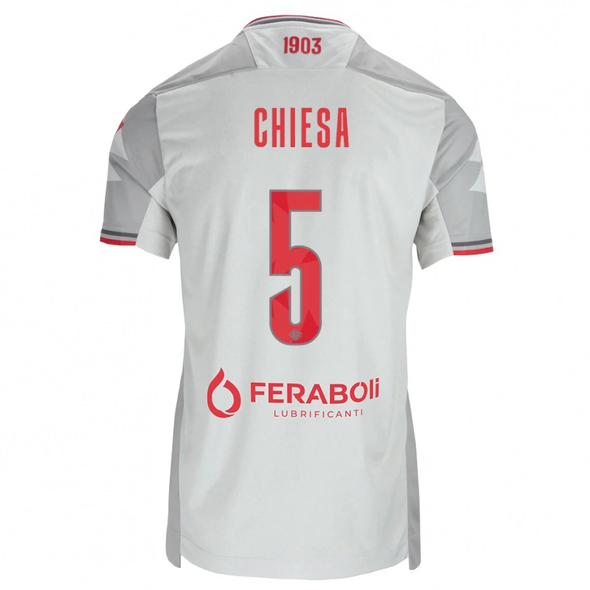 Danxen Męski Mattia Chiesa #5 Szary Biały Czerwony Wyjazdowa Koszulka 2026/27 Koszulki Klubowe