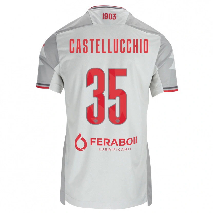 Danxen Męski Gabriele Castellucchio #35 Szary Biały Czerwony Wyjazdowa Koszulka 2026/27 Koszulki Klubowe