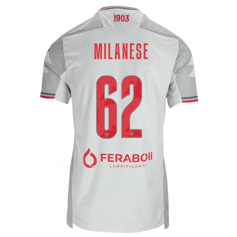 Danxen Męski Tommaso Milanese #62 Szary Biały Czerwony Wyjazdowa Koszulka 2026/27 Koszulki Klubowe