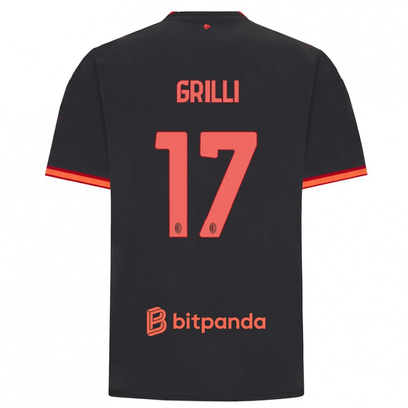 Danxen Męski Federico Grilli #17 Czarny Czerwony Trzeci Komplet Koszulka 2026/27 Koszulki Klubowe