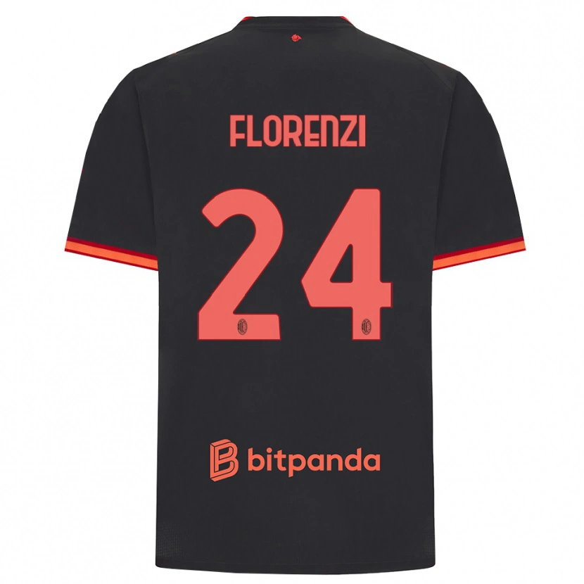 Danxen Męski Alessandro Florenzi #24 Czarny Czerwony Trzeci Komplet Koszulka 2026/27 Koszulki Klubowe