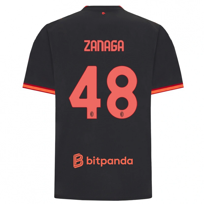Danxen Męski Edoardo Zanaga #48 Czarny Czerwony Trzeci Komplet Koszulka 2026/27 Koszulki Klubowe