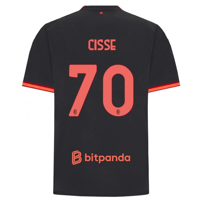 Danxen Męski Alphadjo Cissè #70 Czarny Czerwony Trzeci Komplet Koszulka 2026/27 Koszulki Klubowe