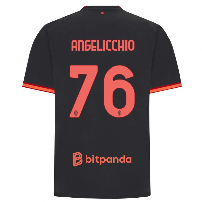 Danxen Męski Mattia Angelicchio #76 Czarny Czerwony Trzeci Komplet Koszulka 2026/27 Koszulki Klubowe