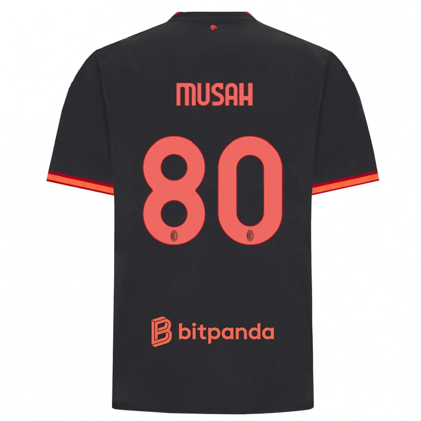 Danxen Męski Yunus Musah #80 Czarny Czerwony Trzeci Komplet Koszulka 2026/27 Koszulki Klubowe
