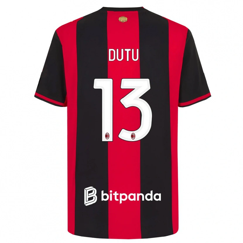 Danxen Kobiety Matteo Dutu #13 Czerwony Czarny Biały Domowa Koszulka 2026/27 Koszulki Klubowe