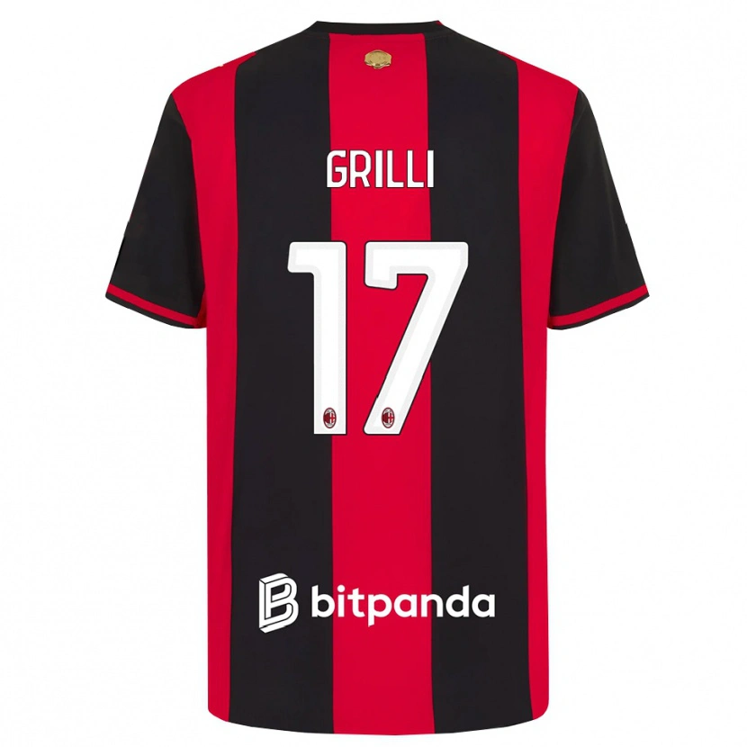 Danxen Kobiety Federico Grilli #17 Czerwony Czarny Biały Domowa Koszulka 2026/27 Koszulki Klubowe