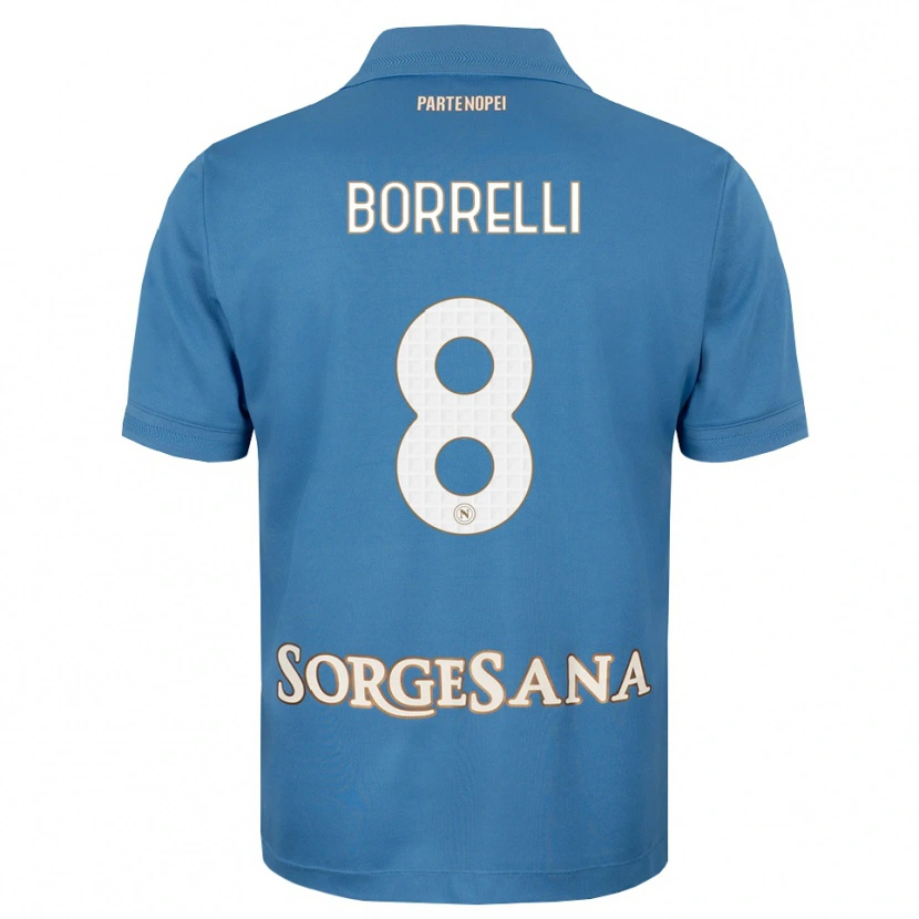 Danxen Kobiety Ciro Borrelli #8 Niebieski Mglisty Biały Domowa Koszulka 2026/27 Koszulki Klubowe