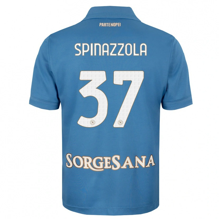 Danxen Kobiety Leonardo Spinazzola #37 Niebieski Mglisty Biały Domowa Koszulka 2026/27 Koszulki Klubowe