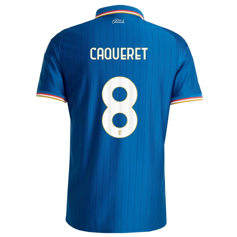 Danxen Kobiety Maxence Caqueret #8 Niebieski Biały Czerwony Domowa Koszulka 2026/27 Koszulki Klubowe
