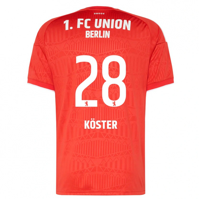Danxen Kobiety Leonie Köster #28 Czerwony Biały Domowa Koszulka 2026/27 Koszulki Klubowe