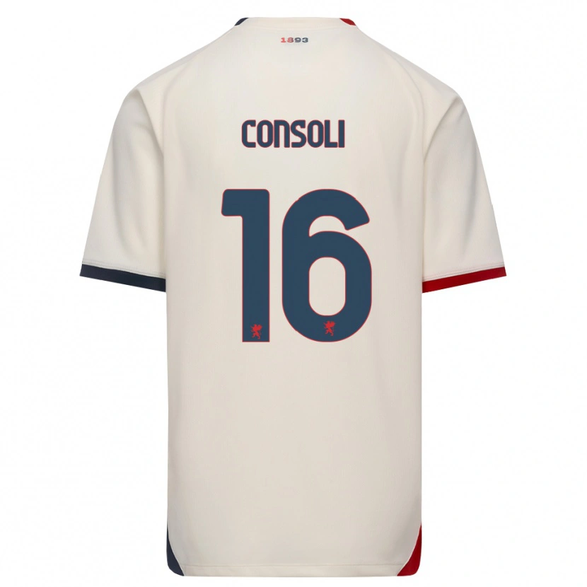 Danxen Kobiety Alessandro Consoli #16 Białawy Czerwony Wyjazdowa Koszulka 2026/27 Koszulki Klubowe