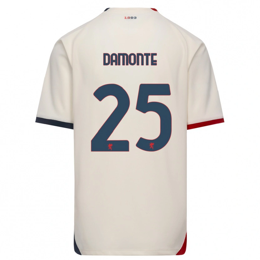 Danxen Kobiety Lorenzo Damonte #25 Białawy Czerwony Wyjazdowa Koszulka 2026/27 Koszulki Klubowe