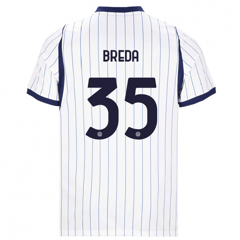 Danxen Kobiety Cristian Breda #35 Biały Granatowy Wyjazdowa Koszulka 2026/27 Koszulki Klubowe