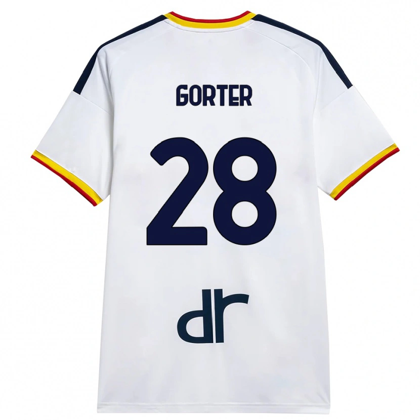 Danxen Kobiety Olaf Gorter #28 Biały Żółty Czerwony Wyjazdowa Koszulka 2026/27 Koszulki Klubowe
