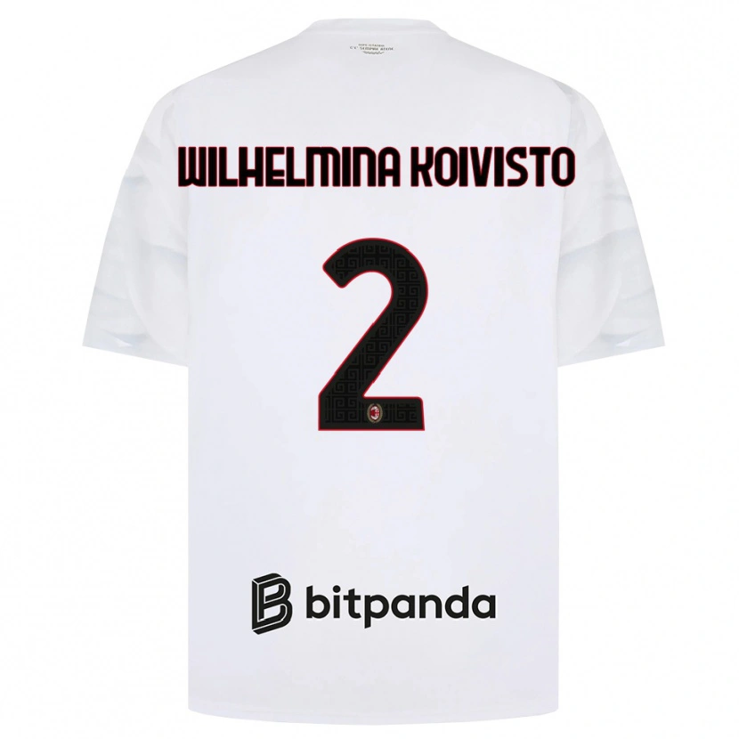 Danxen Kobiety Emma Wilhelmina Koivisto #2 Biały Czerwony Czarny Wyjazdowa Koszulka 2026/27 Koszulki Klubowe
