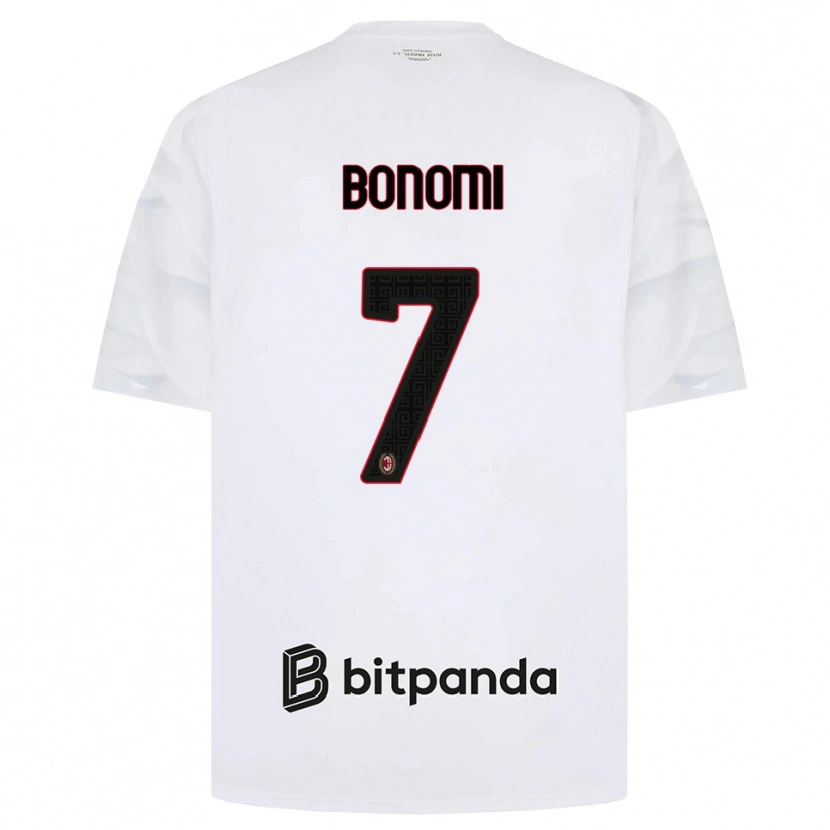 Danxen Kobiety Alessandro Bonomi #7 Biały Czerwony Czarny Wyjazdowa Koszulka 2026/27 Koszulki Klubowe