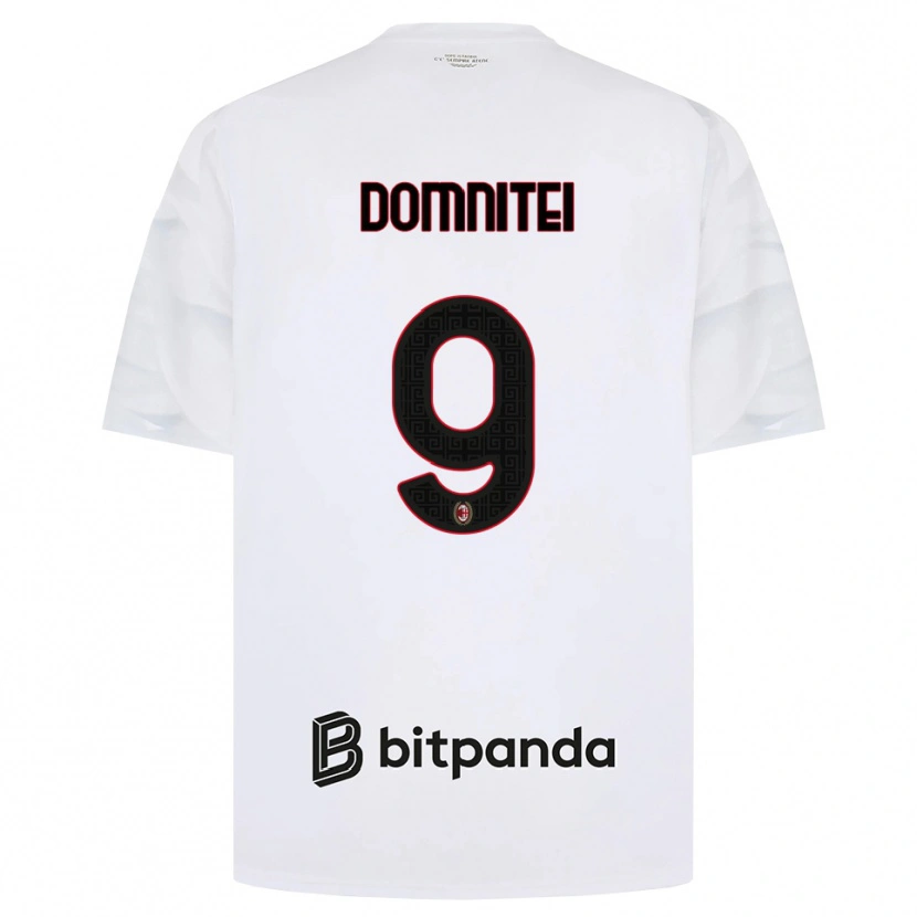 Danxen Kobiety Francesco Domniței #9 Biały Czerwony Czarny Wyjazdowa Koszulka 2026/27 Koszulki Klubowe