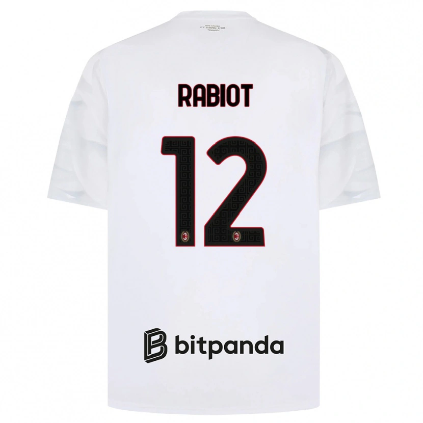 Danxen Kobiety Adrien Rabiot #12 Biały Czerwony Czarny Wyjazdowa Koszulka 2026/27 Koszulki Klubowe