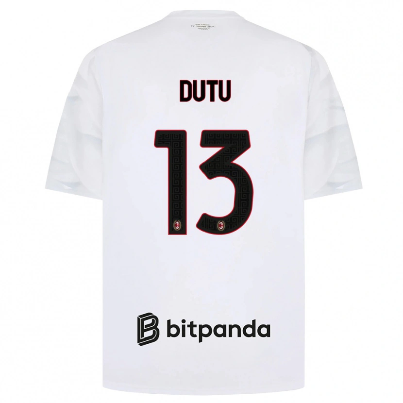 Danxen Kobiety Matteo Dutu #13 Biały Czerwony Czarny Wyjazdowa Koszulka 2026/27 Koszulki Klubowe