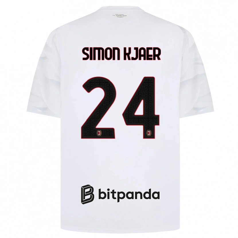 Danxen Kobiety Simon Kjaer #24 Biały Czerwony Czarny Wyjazdowa Koszulka 2026/27 Koszulki Klubowe