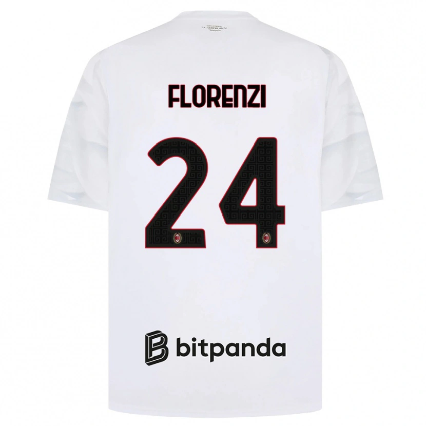 Danxen Kobiety Alessandro Florenzi #24 Biały Czerwony Czarny Wyjazdowa Koszulka 2026/27 Koszulki Klubowe