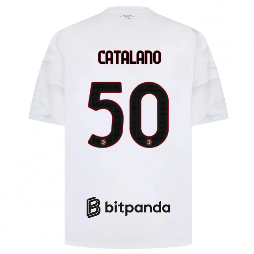 Danxen Kobiety Alessio Catalano #50 Biały Czerwony Czarny Wyjazdowa Koszulka 2026/27 Koszulki Klubowe