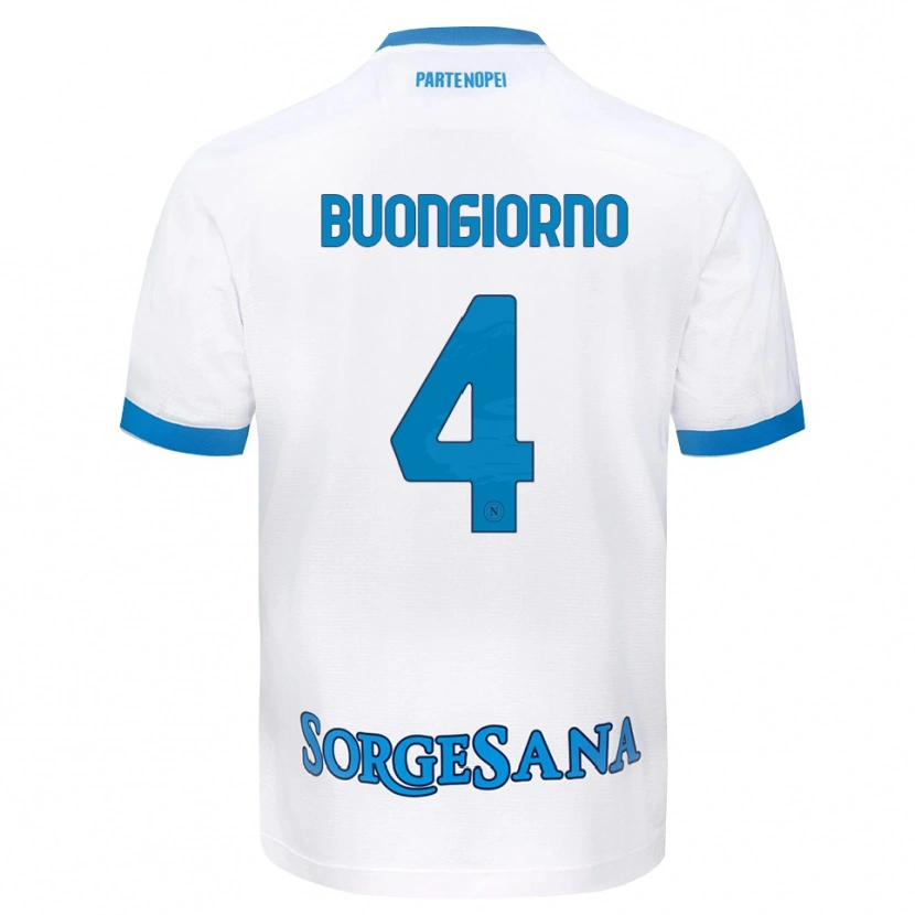Danxen Kobiety Alessandro Buongiorno #4 Biały Błękitny Wyjazdowa Koszulka 2026/27 Koszulki Klubowe
