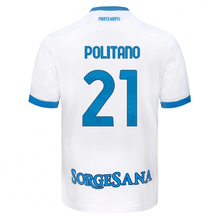 Danxen Kobiety Matteo Politano #21 Biały Błękitny Wyjazdowa Koszulka 2026/27 Koszulki Klubowe