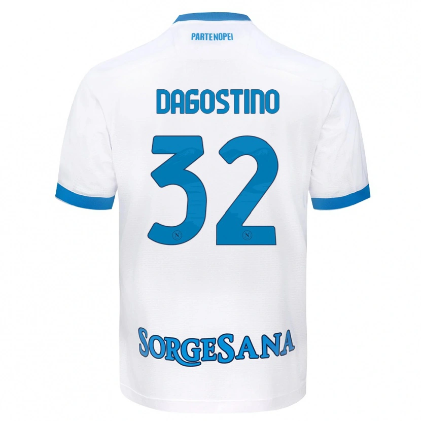 Danxen Kobiety Giuseppe Dagostino #32 Biały Błękitny Wyjazdowa Koszulka 2026/27 Koszulki Klubowe