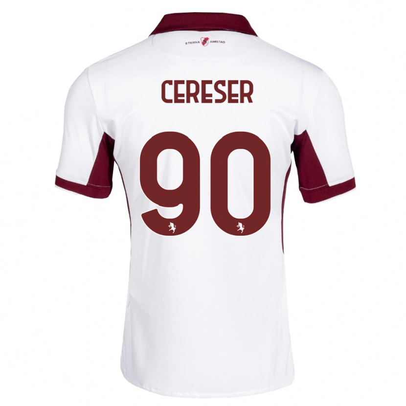 Danxen Kobiety Francesco Cereser #90 Bordowy Biały Czerwony Wyjazdowa Koszulka 2026/27 Koszulki Klubowe
