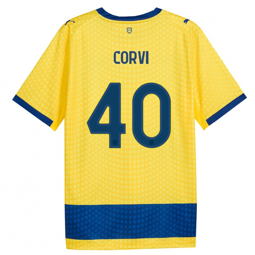 Danxen Kobiety Edoardo Corvi #40 Żółty Niebieski Czarny Wyjazdowa Koszulka 2026/27 Koszulki Klubowe