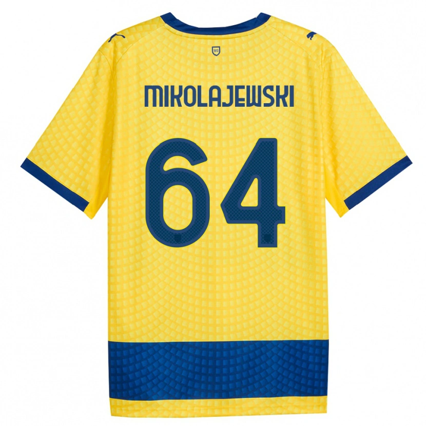 Danxen Kobiety Daniel Mikolajewski #64 Żółty Niebieski Czarny Wyjazdowa Koszulka 2026/27 Koszulki Klubowe