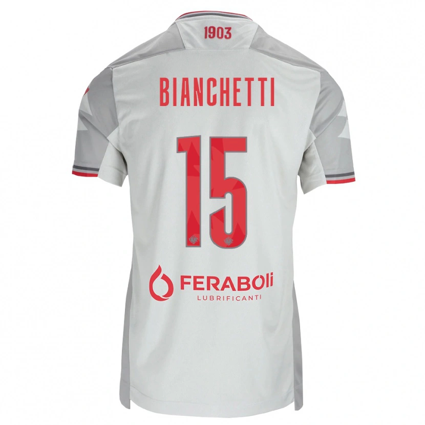 Danxen Kobiety Matteo Bianchetti #15 Szary Biały Czerwony Wyjazdowa Koszulka 2026/27 Koszulki Klubowe
