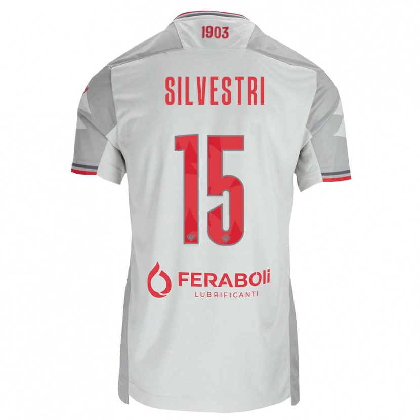 Danxen Kobiety Cristiano Silvestri #15 Szary Biały Czerwony Wyjazdowa Koszulka 2026/27 Koszulki Klubowe