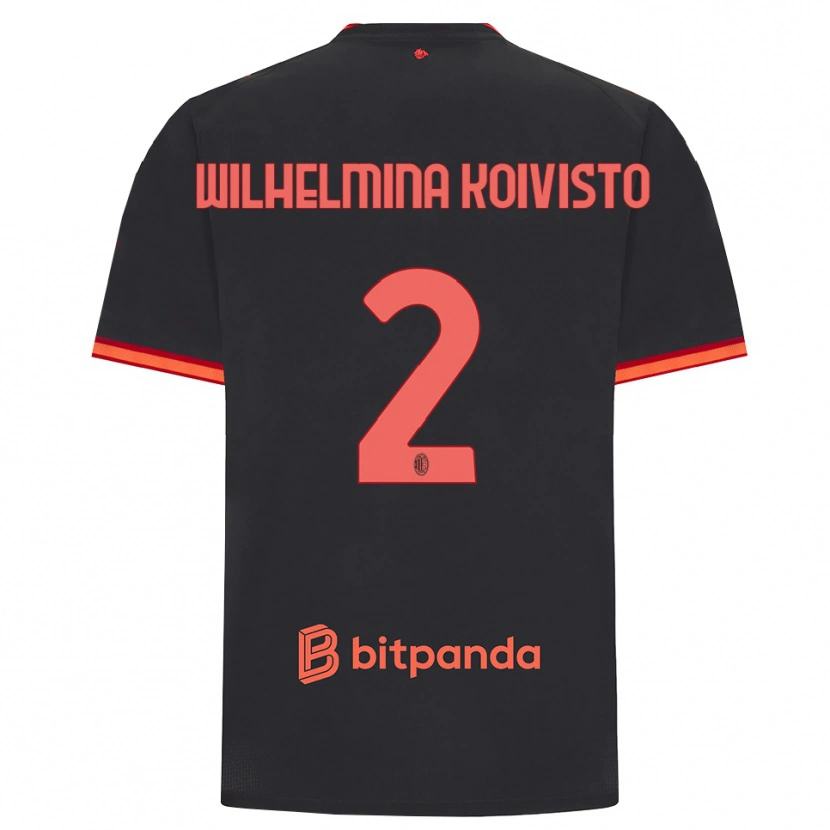 Danxen Kobiety Emma Wilhelmina Koivisto #2 Czarny Czerwony Trzeci Komplet Koszulka 2026/27 Koszulki Klubowe