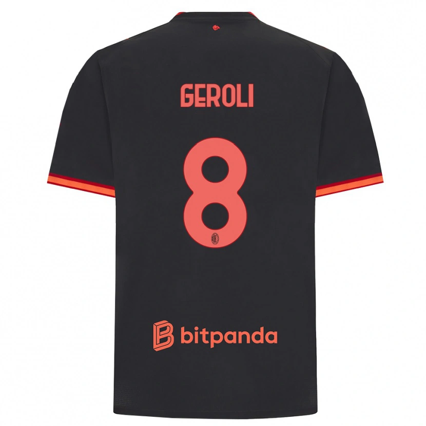 Danxen Kobiety Matteo Geroli #8 Czarny Czerwony Trzeci Komplet Koszulka 2026/27 Koszulki Klubowe